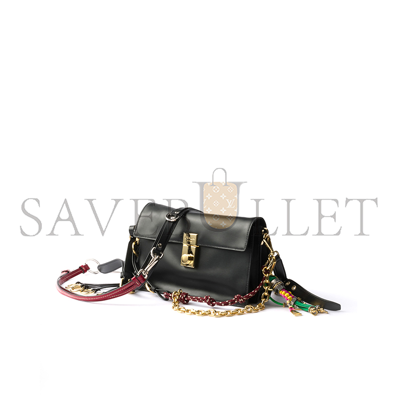 PRADA SOFT SOUND SMALL LEATHER SHOULDER BAG WITH CHARMS 1BD379 (24*13.5*5cm) PRADA SOFT SOUND SMALL LEATHER SHOULDER BAG WITH CHARMS 1BD379 (24*13.5*5cm)